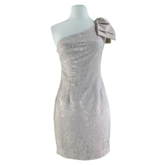 Ark & Co Cream Gold Asymmetrical Cocktail Dress - Picture 1 of 10